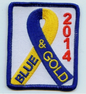 Blue &amp; Gold 2014 Ribbon (Iron-On)